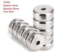 10 PCS Aimants 25mm x 10mm N45 Fraisé 6mm Disque magnétique NdFeB SUPER PUISSANT G