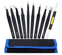 10 pcs antistatiques antistatiques antimagnétiques multi-standard en acier inoxydable Parfait pour l'électronique de laboratoire, les bijoux, la beauté et le travail détaillé