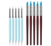 10 pcs Argile Outil Ensemble, 5 pcs 2 Way Total les 10 DIY Coque en silicone et 5 Couleur argile gainant Wipe Out de pâte à modeler outils