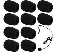 10 Pcs Bonnette Micro,Mousse Micro,Mousse Micro Casque,Mini Microphone Casque Pare-brise Mousse,Pour La Salle De Classe,Interviews D'Actualités,La Salle De Conférence,Diamètre 8mm,Noir