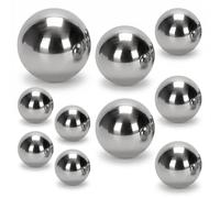 10 pcs Boules Décoratives Argentées Boules Flottantes en Acier Inoxydable | Boule Miroir Réfléchissante Boule Creuse en Métal 1.9/3.2/4.2/6.3 cm pour Bassin, Mini-Bassin, Fontaine Décorative, Jardin