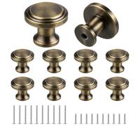 elzle 10 pièces Boutons de meuble vintage,Boutons D'armoire,Boutons de Porte de Meuble Ronds de 25 mm,Boutons D'armoire Ronds Couleur Bronze,pour Tiroir,Meubles,Armoires de Cuisine,Placard