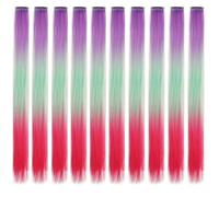 10 Pcs Colored Hair Extensions Omber 3 Colors Colorful Clip In 18 Inch Synthetic Straight(3S-12)