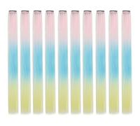 10 Pcs Colored Hair Extensions Omber 3 Colors Colorful Clip In 18 Inch Synthetic Straight(3S-2)