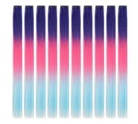 10 Pcs Colored Hair Extensions Omber 3 Colors Colorful Clip In 18 Inch Synthetic Straight(3S-3)