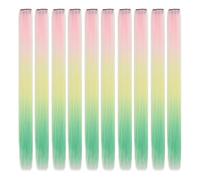 10 Pcs Colored Hair Extensions Omber 3 Colors Colorful Clip In 18 Inch Synthetic Straight(3S-6)