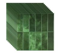 10 Pcs Crédence Adhésive Cuisine, 3D Carrelage Adhesif Mural Salle de Bain | Credence Adhesive Cuisine ImperméAble, 3D Dalle PVC Sticker Carrelage Autocollant Mural, 30 x 30 cm, Vert Foncé