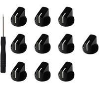 10 pcs de boutons de potentiomètre de 6,35 mm pour amplificateur de guitare avec vis de serrage - Boutons pointeur pour pédale d’effet de guitare avec tige de 1/4 (Noir)
