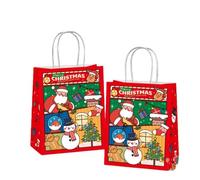 10 PCS De Cadeaux De Noël, Sacs À Main Réutilisables Avec Anses Décoration, Sacs Courses À Friandises De Noël En Rouge Et Vert, Adaptés Pour Enfants, Garçons, Filles (Red,Mini(15x12.5x7.5cm))