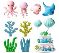 10 PCS Decoration Gateau Anniversaire, Océan Cake Topper, Decoration Gateau Vie Marine, Idéal pour Les Fêtes D'anniversaire D'enfants Et Les Fêtes Sur Le Thème de L'océan