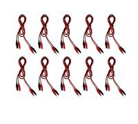 10 Pcs Dual Ended Electrical Alligator Clips, Test Leads with Red and Black Alligator Clamps, PVC Insulated Copper Wire for Labs Schools Homes Battery Charging Circuit Testing (1m)
