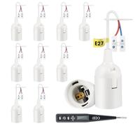 10 PCS E27 Support d'ampoule, Douille de rénovation rénovation avec Tension VDE/Testeur de Phase, Douille de chantier, Lampe E27 avec câble (Blanc)