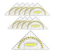 10 PCS équerres Géométriques 16 cm Transparentes, équerre Ecole, équerre Incassable pour école, Bureau, Dessin Technique, équerre Rapporteur et Rapporteur Trigonométrique