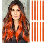 10 Pcs Extension Cheveux | Rajout Cheveux Couleur de 55 cm | Meche Cheveux (rouge orangé)
