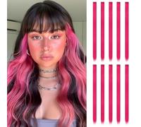 10 Pcs Extension Cheveux | Rajout Cheveux Couleur de 55 cm | Meches Cheveux (rose rouge)