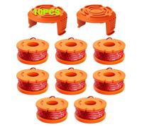 10 pcs fil coupe bordure compatible avec coupe bordure, Ø 1,65mm & 3m bobine fil coupe bordure, ligne de bobine de coupe de remplacement et capuchon de protection(8 fil coupe bordure,2 couvercle)