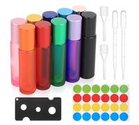 10 Pcs Flacon Roll On Vide, 10ml Flacons Roll-on Vides pour Huiles Essentielles, Petite Bouteille en Verre pour huiles, parfums, cosmétiques, aromathérapie, avec ouvre-bouteille/étiquettes, etc.