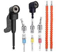 10 Pcs Foret à Angle Droit d'extension Kit, Tige D'extension à Tige Hexagonale 1/4, Perceuse 105° Renvoi d'Angle Visseuse, Adaptateur de Fixation de Perceuse à Angle Droit