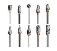 10 Pcs Fraise Metal pour Fraiseuse 3mm Double Coupe de Tungstène Fraises Rotatives Fraise Meuleuse Droite pour Outils Rotatifs Traitement Meulage Gravure Polissage