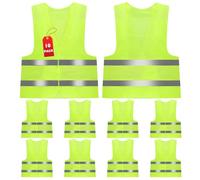 10 Pcs Gilet de Sécurité, Jaune Gilet de Sécurité Réfléchissant, Gilet Fluorescent de Sécurité, Gilet de sécurité Haute visibilité pour aux Secours Routiers de Nuit, Vert