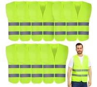 10 Pcs Gilet de Voitur pour Hommes Femme, Gilet de Sécurité de Voiture Réfléchissant, Gilet de Sécurité de Voiture Jaune Haute Visibilité, Gilet Jaune Adulte pour Conducteurs, Cycliste, Travailleurs