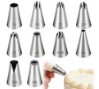 10 pcs grandes douilles professionnelles pour la décoration de gâteaux et cupcakes,Douille Patisserie Professionnelle Embout Poche a Douille Patisserie Douille Cannelée