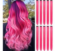 10 PCS Hair Extensions Clip in, 22 Inch Colored Hair Extensions Party Highlights Long Straight Synthetic Hairpieces for Women Cosplay (10PCS-Fluorescent Powder)