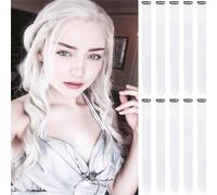 10 PCS Hair Extensions Clip in, 22 Inch Colored Hair Extensions Party Highlights Long Straight Synthetic Hairpieces for Women Cosplay (10PC-White)