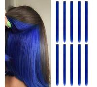10 PCS Hair Extensions Clip in, 22 Inch Colored Hair Extensions Party Highlights Long Straight Synthetic Hairpieces for Women Cosplay (10PCS-Treasure Blue)