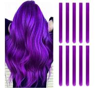 10 PCS Hair Extensions Clip in, 22 Inch Colored Hair Extensions Party Highlights Long Straight Synthetic Hairpieces for Women Cosplay (10PCS-Grape Purple)