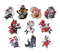 10 Pcs Hazbins Alastor Hotel Enamel Pin, Angel Dust Alastor Vaggie Hust Broche, Cartoon Figurine Métal Badge, Angel Dust Cosplay Accessoires Sac Decor