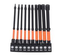 10 Pcs, Hex Wrench Drill Bit Set, Magnetic, S2 Alloy Steel, with Storage Rack, 1/4in Shank, Impact, Metric, Hex Drill Bit