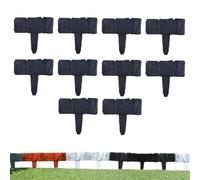 10 pcs Imitation Stone Plastic Garden Fence,Plastic Retaining Edging Border,Grey Cobbled Effect Landscape Decor,Interlocking No Dig Decorative Panels Only Suitable for Loose Soil，Black