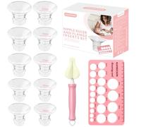 10 PCS Inserts de Bride 13/15/17/19/21mm, Accessoires D'allaitement Compatibles Avec la Plupart Des Pompes à Lait Électriques Et Manuelles, Avec Brosse De Nettoyage Et Carte De Mesure Pour Mamelons