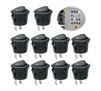 10 PCS Interrupteur 12V, 10A/125V 6A/250V Mini Interrupteur Noir Rond Bouton On/Off Contacteur à Bascule Compact Bouton à Bascule à 2 Broches Boutons De Verrouillage pour Voiture Marine Moto Ménagers