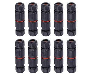 10 PCS IP68 Etanche Connecteur de Câble Electrique, Femelle 3 Broches Connecteurs Etanches Prise de Courant Extérieure Raccord de Connecteur Fil Etanche
