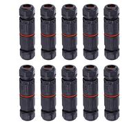 10 PCS IP68 Etanche Connecteur de Câble Electrique, Femelle 3 Broches Connecteurs Etanches Prise de Courant Extérieure Raccord de Connecteur Fil Etanche