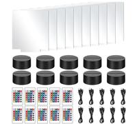 10 Pcs LED Night Light 3D Coloré Télécommande Lumière Smart Touch Télécommande Night Light Portable Capteur Commutateur Base Convient pour Couloir Chambre Salle De Bains Salon (Type de feuille carrée)