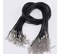 10 Pcs/lot Dia 1.5/2mm Véritable Cordon en Cuir Collier avec Fermoir Réglable Corde Tressée pour La Fabrication de Bijoux DIY Collier Bracelet-Noir, 1.5mm