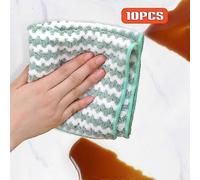 10 Pcs Microfibre Nettoyage Chiffon Super Absorbant Récurant Serviette Tampon Multifonction Polaire Chiffon Pour Cuisine Vaisselle Nettoyage Nouveau-Vert