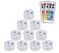 10 pcs Mini Lumières LED Submersible, ALED LIGHT Lampe sous-Marines Étanche RGB Multicolore Bougies LED Éclairage avec 2 Télécommandes pour Piscine Étang Aquarium Vase Décoration Halloween Noël