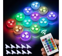 10 pcs Mini Lumières LED Submersible, Avec Télécommande Changement de Couleur Éclairage pour plan deau base de Vase, Spa, Aquarium, Bassin, Piscine, Jardin