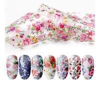 10 Pcs/Mix Nail Art mis Holographic Foil Autocollant transfert d'eau autocollants pour ongles la pleine Wraps Série Fleur Nail Art Stickers