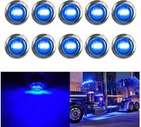 10 PCS MK-118 3/4 Inch Metal Frame Car/Truck 3LED Side Marker Indicator Light Bulb (Blue Light)