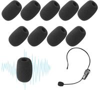 10 pcs Mousse Micro Casque, Bonette Microphone, Taille Mini, Bonnette Micro, pour La Salle de Classe, La Salle de Conférence, Les Interviews d'Actualités, Activités de Plein Air, Noir