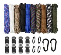10 pcs Multifonction Paracordes pour Parachute Bracelet Set de Bracelet Paracord Cordelettes et 8 Noir Paracord Boucles 4 Porte clé 2 Mousqueton DIY Bracelet Porte-clés Tricoté à la Main (D-24PCS)