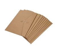 10 Pcs Pochettes de Fichier A4 en Papier Kraft Chemise de Dossier Épais avec Boucle Sac de Document Cahier Horizontal Enveloppe de Rangement Farde en Corde Durable Papeterie de Bureau École Maison