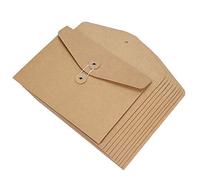10 Pcs Pochettes de Fichier A4 en Papier Kraft Chemise de Dossier Épais avec Boucle Sac de Document Cahier Horizontal Enveloppe de Rangement Farde en Corde Durable Papeterie de Bureau École Maison