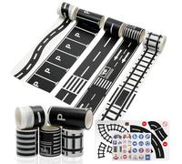 10 Pcs Road Railway Washi Tape Set, Ruban Routier Piste de Chemin avec Autocollants de Signalisation, Autocollants de Panneaux de Signalisation Bricolage Ruban Autoroute