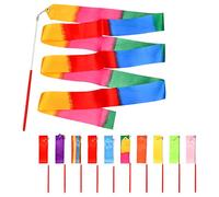 10 PCS Ruban de Danse, 2 Mètres Fitness Rubans de Gymnastique Rythmiques, Créativité Rubans de Gymnastique Rubans de Danse Enfant, pour Danses d'art Tige de Streamer Baton Tournoyant Art Rubans